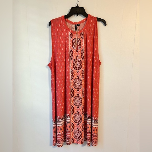 Women’s‎ 2X new directions curvy Sleeveless Red Patterned Dress. NWOT - Picture 1 of 9